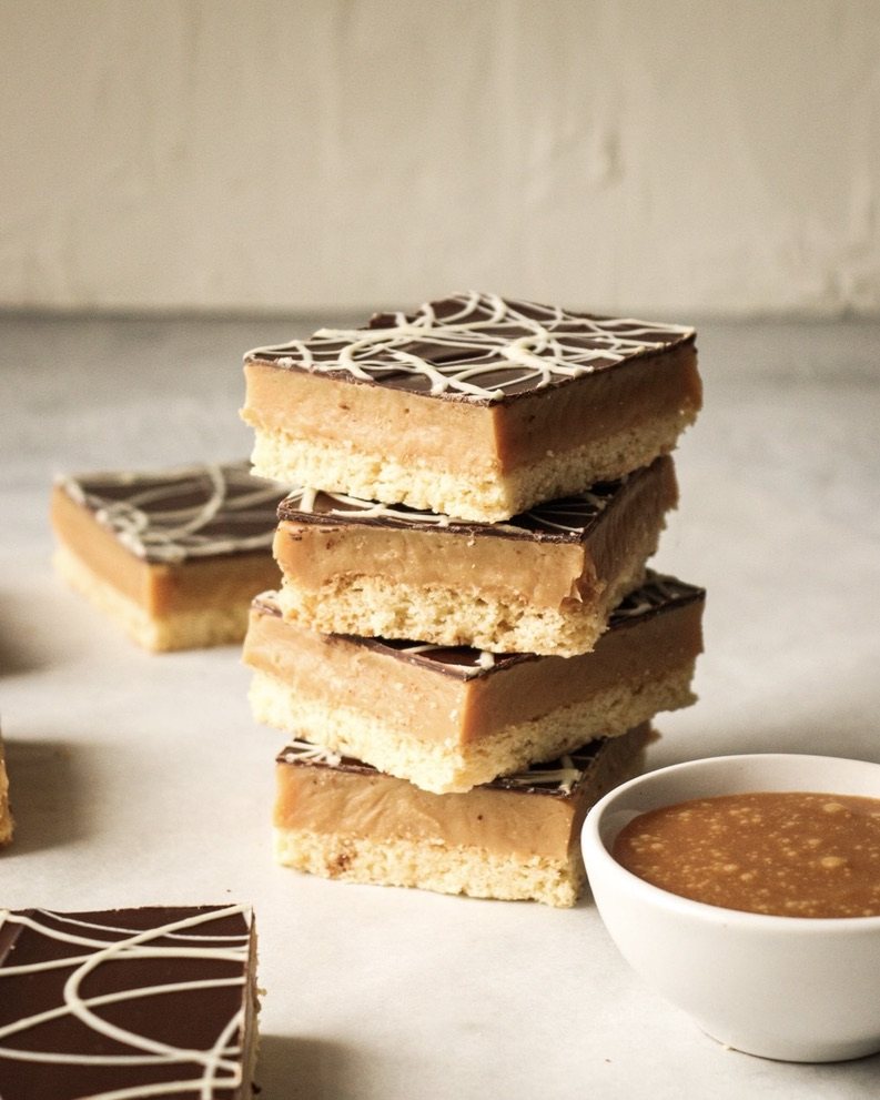 Stacked millionaire's shortbread